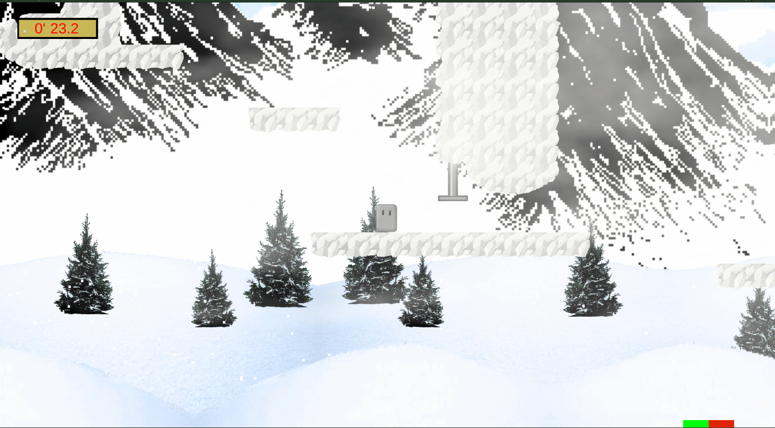 jeu de plateformes 2d plateformes glace, piège et sapins